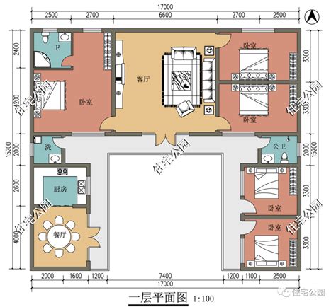 三合院格局|精选图库丨15套三合院户型合集，带平面图